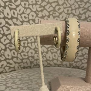 Stella & Dot Sloan Enamel Bangle and Matching Hoop Earrings Set